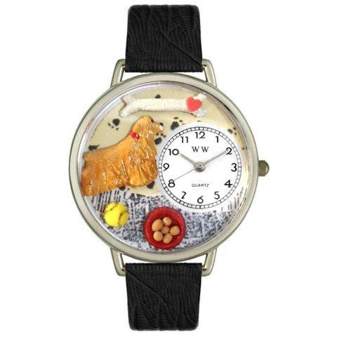 Whimsical Unisex Cocker Spaniel Black Skin Leather Watch