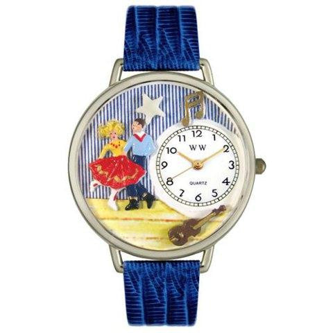 Whimsical Unisex Square Dancing Royal Blue Leather Watch