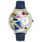 Whimsical Unisex History Teacher Navy Blue Leather Watch