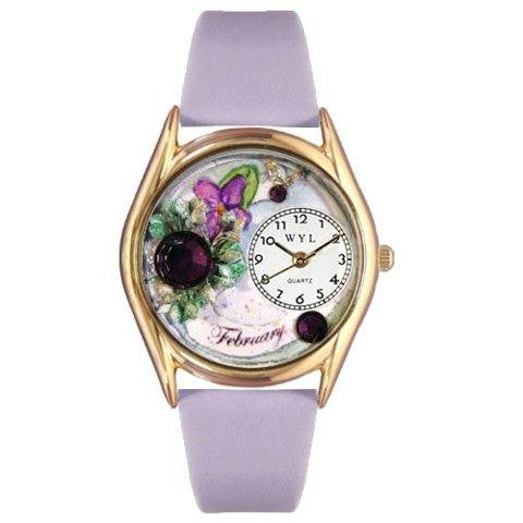 Whimsical Womens Birthstone: February Purple Leather Watch