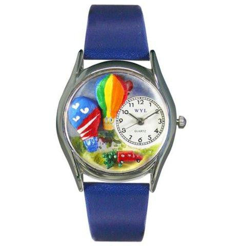 Whimsical Womens Hot Air Ballons Royal Blue Leather Watch