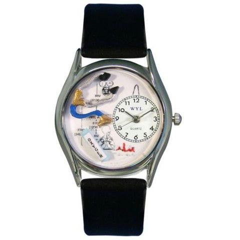 Whimsical Womens Respiratory Therapist Black Leather Watch