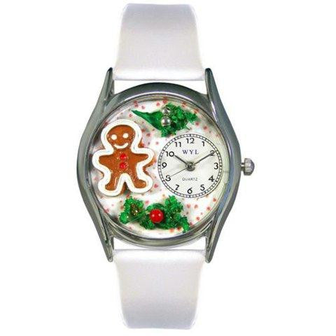 Whimsical Womens Christmas Gingerbread White Leather Watch