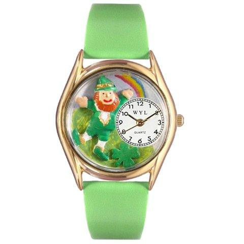 Whimsical Womens St.Patricks Day Rainbow Green Leather Watch