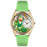 Whimsical Womens St.Patricks Day Rainbow Green Leather Watch