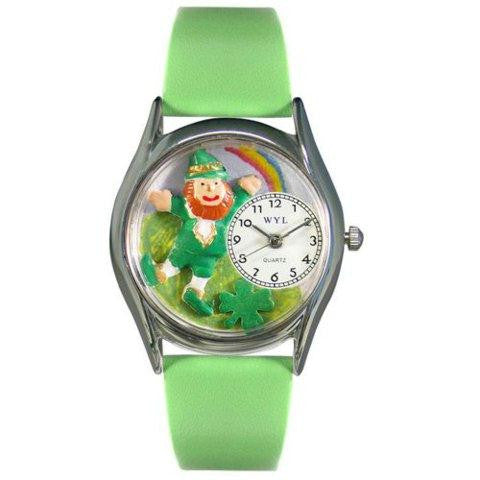 Whimsical Womens St.Patricks Day Rainbow Green Leather Watch