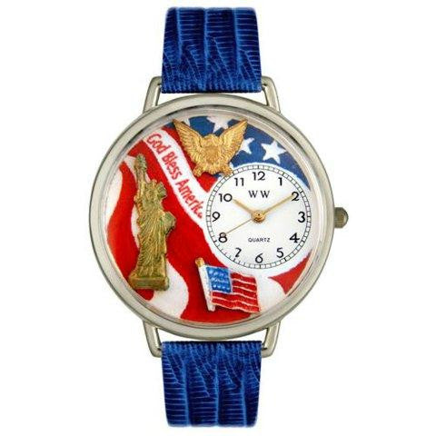 Whimsical Unisex July 4th Patriotic Royal Blue Leather Watch