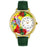 Whimsical Unisex African Gray Parrot Hunter Green Leather Watch