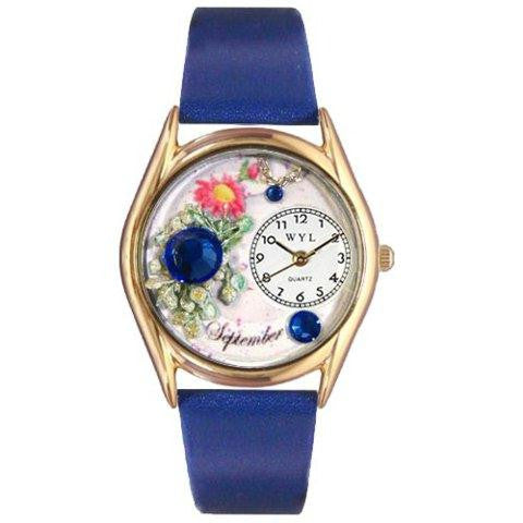 Whimsical Womens Birthstone: September Royal Blue Leather Watch