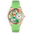 Whimsical Womens St.Patricks Day w- Irish Flag Green Leather Watch