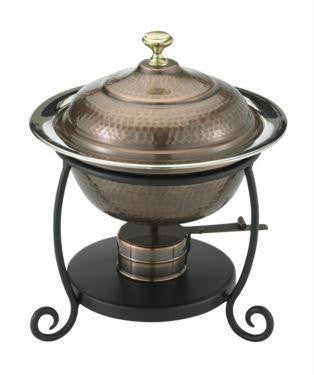 10 Dia. x 12  Round Antique Copper Chafing Dish 1  Qt