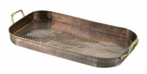 18 x 10  x 1  Oblong Antique Copper Tray