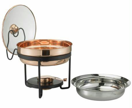 11 x 11 x 11   D cor Copper Chafing Dish w-Glass Lid 2  Qt