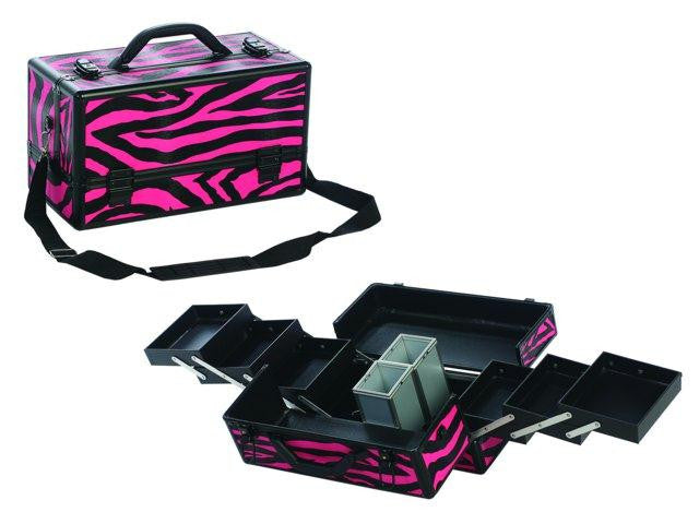 Double-Cup Pink-Zebra Train Case