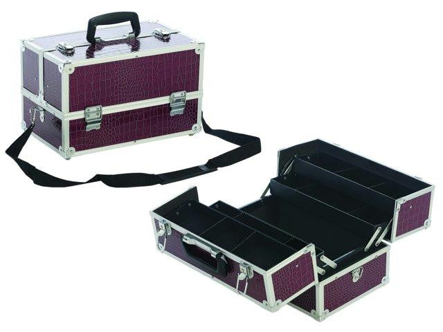 Automatic Burgendy Crocodile Train Case