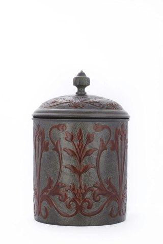 7 x 10.5 Art Nouveau Cookie Jar w-Fresh Seal Cover 4Qt