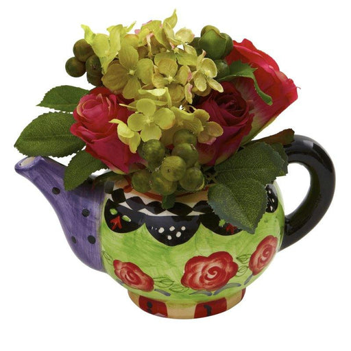 Rose and Hydrangea w-Decorative Vase