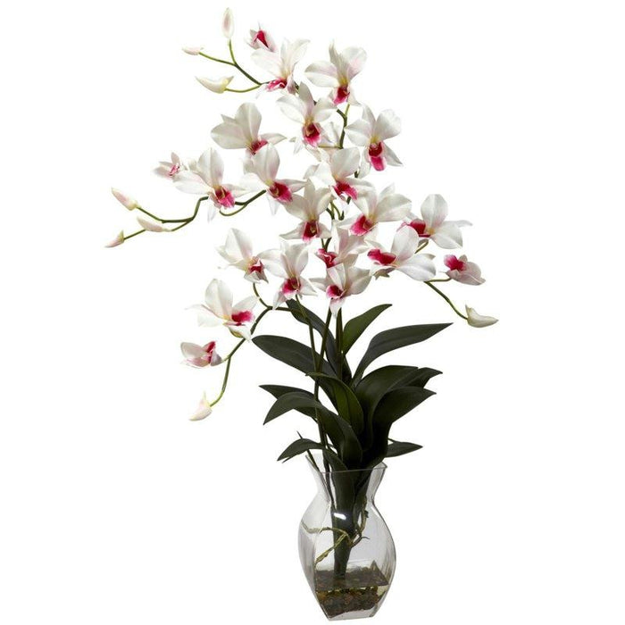 White Dendrobium Orchid w-Vase Arrangement