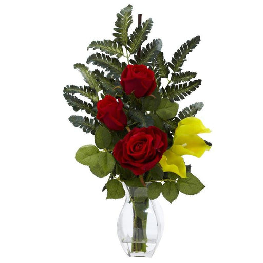 Yellow Rose and Calla w-Vase Arrangement