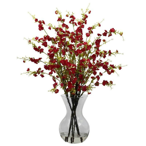 Red Cherry Blossoms w-Vase Arrangement