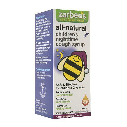 Zarbees All Natural Childrens Nightime Cough Syrup - Grape - 4 oz