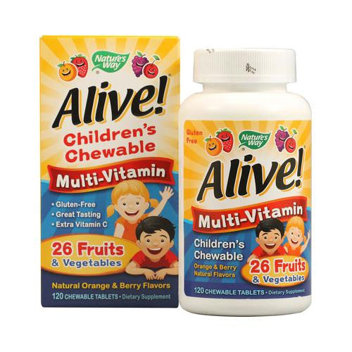 Natures Way Alive! Childrens Multi-Vitamin Chewable Natural Orange and Berry - 120 Chewable Tablets