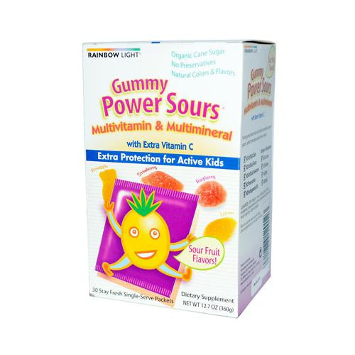 Rainbow Light Gummy Power Sours Multivitamin and Multimineral Sour Fruit - 30 Single Serve Packets