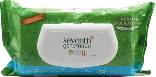 Seventh Generation Baby Wipes - Free and Clear - 64 ct - Case of 12