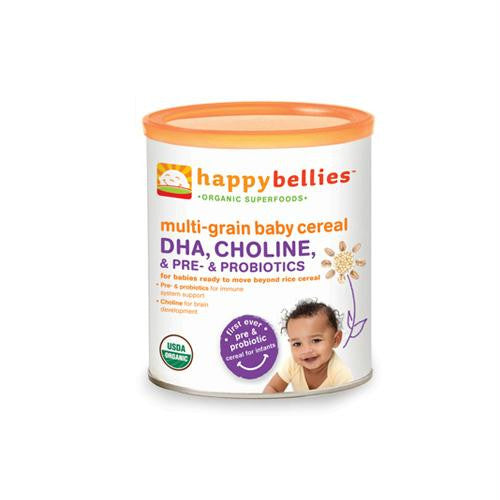 Happy Baby Happy Bellies DHA Pre and Probiotics Plus Choline Organic MultiGrain Cereal - Case of 6 - 7 oz