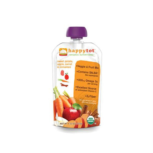 Happy Baby HappyTot Organic Superfoods Sweet Potato Apple Carrot and Cinnamon - 4.22 oz - Case of 16