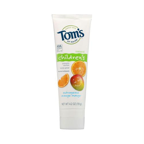 Toms of Maine Childrens Natural Fluoride Toothpaste Outrageous Orange Mango - 4.2 oz - Case of 6