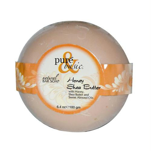 Pure and Basic Natural Deodorant Bar Soap - Honey Shea Butter - Case of 6 - 6.4 oz