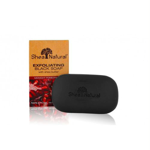 Shea Natural Black Soap - Shea Butter Exfoliating Midnight Pomegranate - 5 oz