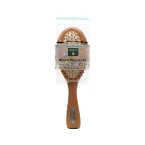 Earth Therapeutics Natural Wooden Pin Massage Brush Medium - 1 Brush