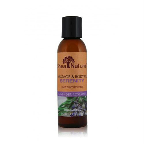 Shea Natural Massage and Body Oil - Serenity Lavender Rosemary - 4 oz