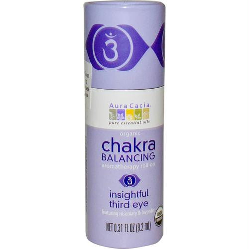 Aura Cacia Organic Chakra Balancing Aromatherapy Roll-on - Insightful Third Eye - .31 oz