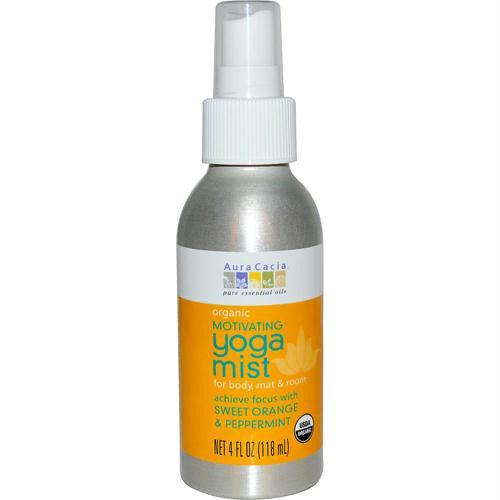 Aura Cacia Organic Yoga Mist - Motivating Sweet Organe and Peppermint - 4 oz