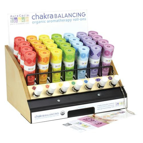 Aura Cacia Organic Chakra Balancing Aromatherapy Roll-on Display - Assorted - .31 oz - 28 ct