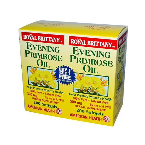 American Health Royal Brittany Evening Primrose Oil - 500 mg - 2 Bottles of 200 Softgels