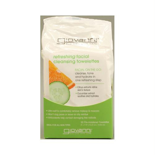 Giovanni Facial Cleansing Towelettes - Refreshing Citrus and Cucumber - 30 Towelettes