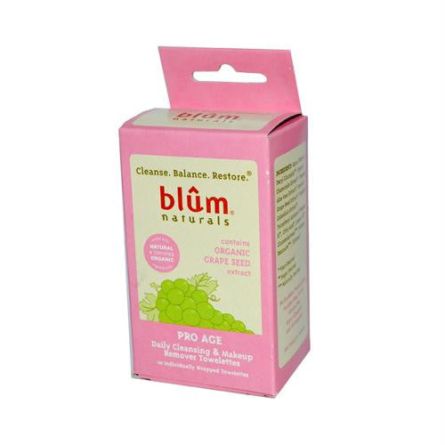 Blum Naturals Pro Age Daily Cleansing and Makeup Remover Towelettes - 10 Towelettes