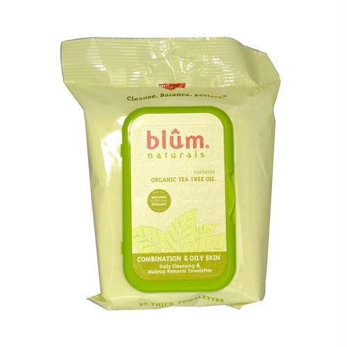 Blum Naturals Organic Tea Tree Oil Towelettes - 30 Towelettes - Case of 3