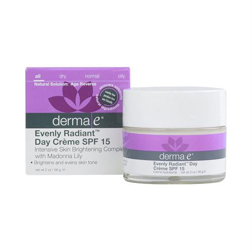 Derma E Evenly Radiant Day Cr me SPF 15 - 2 oz