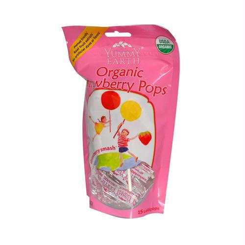 Yummy Earth Organic Standup Lollipops Strawberry Smash - 3 oz - Case of 6