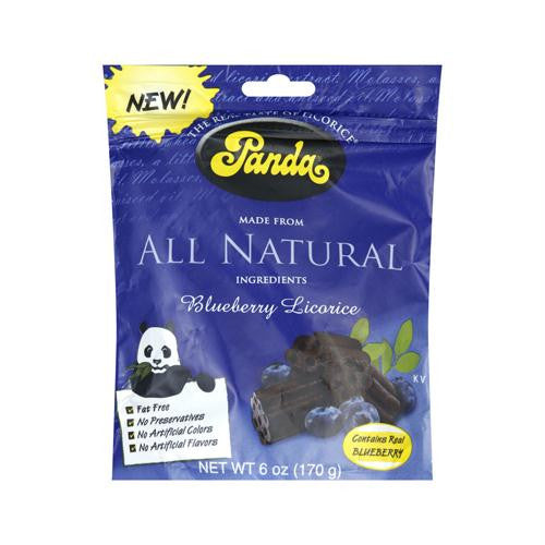 Panda Licorice Chews - Blueberry Bags - Case of 12 - 6 oz