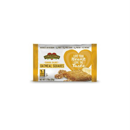 Corazonas Oatmeal Squares - Banana Walnut - Case of 12 - 1.76 oz