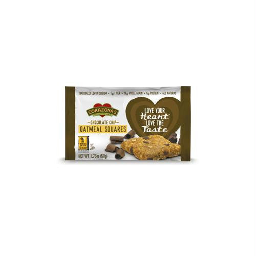 Corazonas Oatmeal Squares - Chocolate Chip - Case of 12 - 1.76 oz