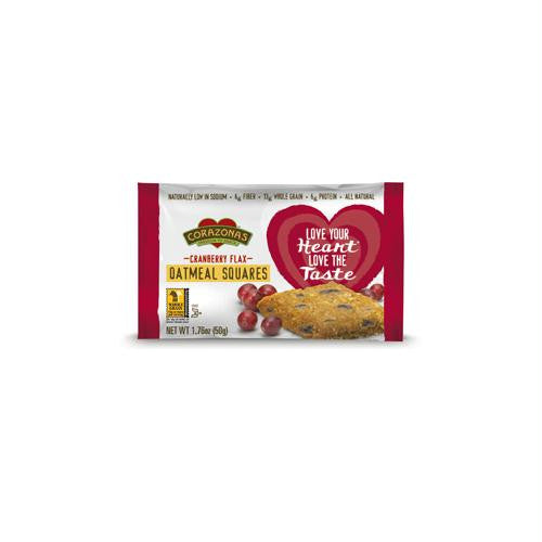 Corazonas Oatmeal Squares - Cranberry Flax - Case of 12 - 1.76 oz