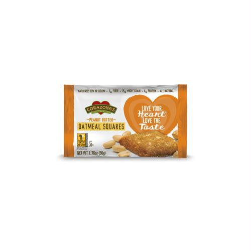 Corazonas Oatmeal Squares - Peanut Butter - Case of 12 - 1.76 oz