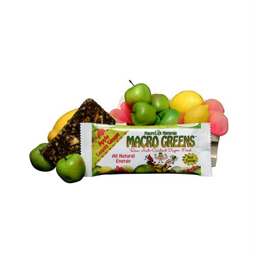 MacroLife Naturals Macro Green Bar - Apple Lemon - Case of 12 - 42 Grams